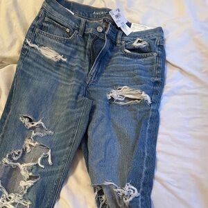 American Eagle Outfitters Women's Ripped Blue Boyfriend Jeans